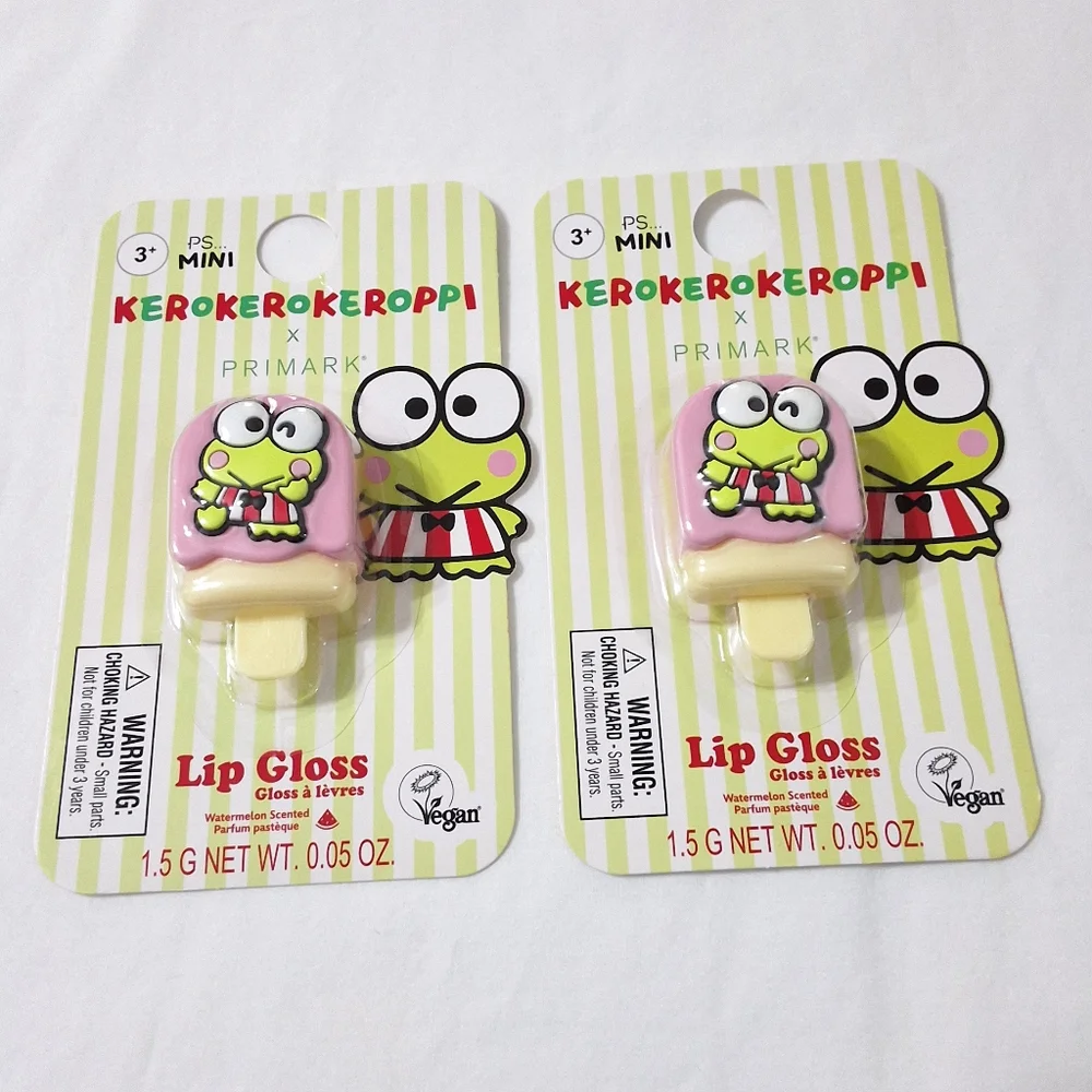 Keroppi Sanrio Cute Watermelon Scented Lip Gloss, Bundle Of 2, NEW, Vegan